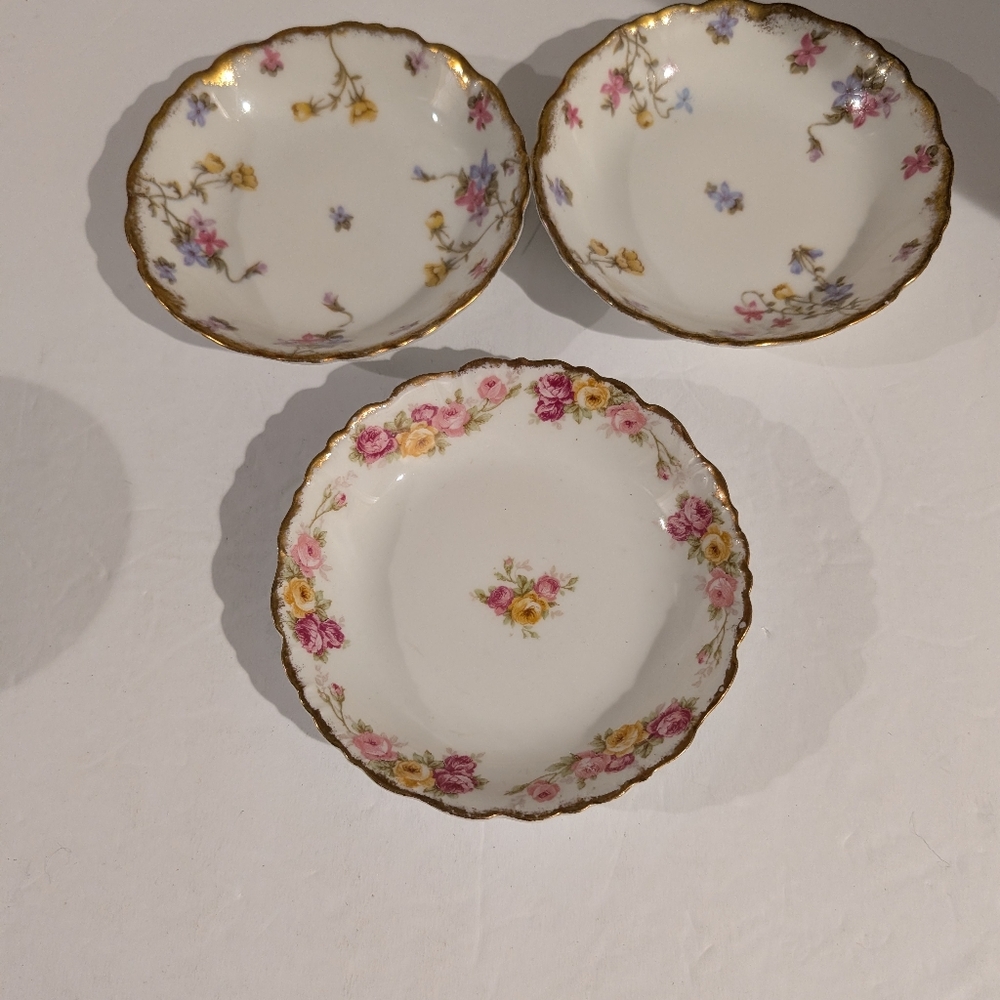 Limoges France Set Of 3 Mismatched Dessert Bowls Elite Works